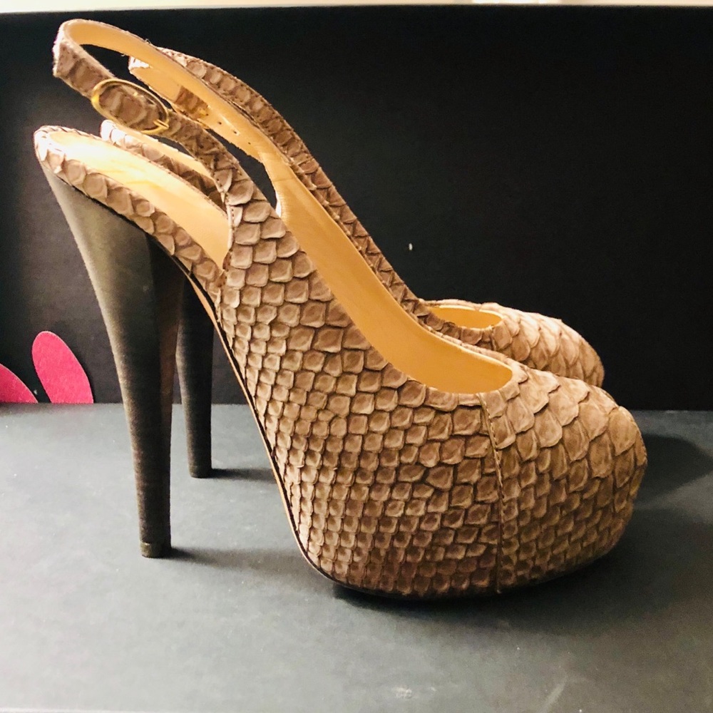 Giuseppe Zanotti peep toe Python snake skin heels